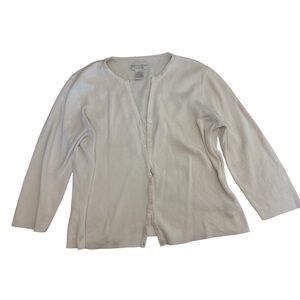 Vintage Effortless Basic Women's Cream Cardigan Sweater M